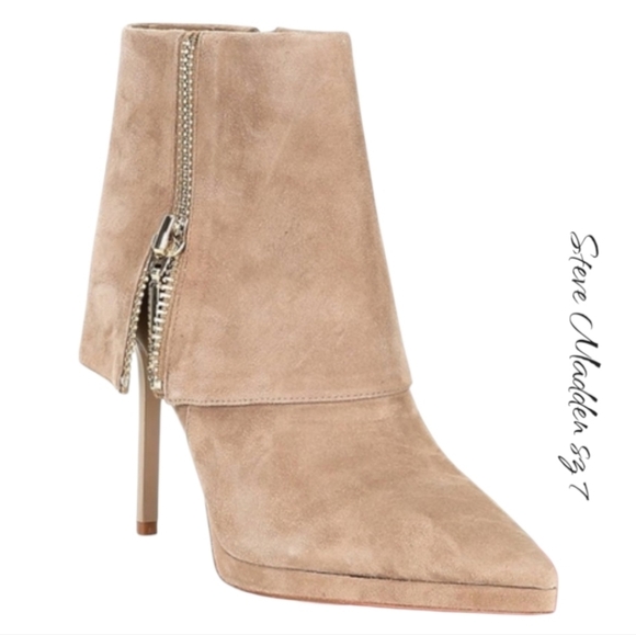 New Steve Madden Pink Suede Foldover Ankle Booties sz 7